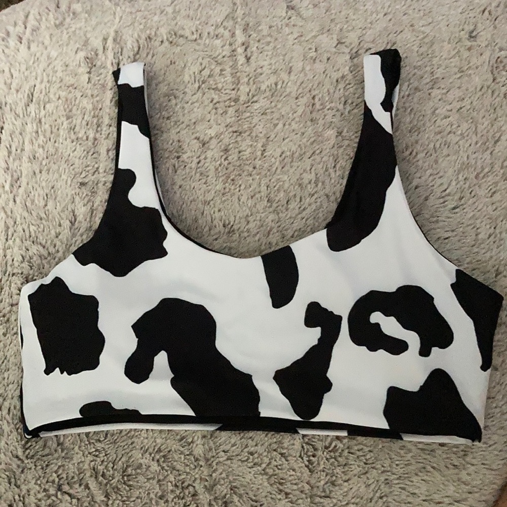 COW PRINT BIKINI TOP